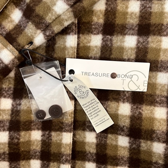 Treasure & Bond Plaid Shirt Jacket Puff Sleeve Button Up size XS - Picture 14 of 16